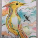 Exotic bird painted in watercolours