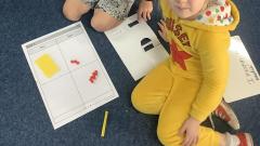 Children using base 10 in maths