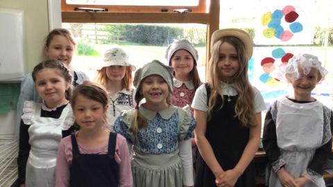The girls in Silver Birch dressed in their Victorian inspired costumes