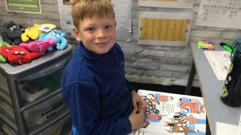 Reading the book “365 Penguins’