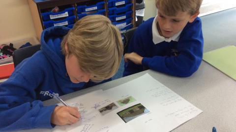 Willow class pupils writing comparisons about Anglo-Saxons and Vikings