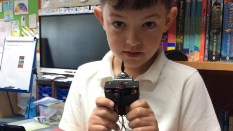 Willow class pupil showing a circuit he made himself at home
