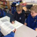 Willow class members working together to analyse battle cry texts