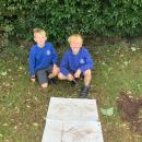 A picture created using mud. 