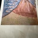Fraser’s volcano painted in the style of Hokusai