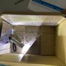 A light maze in action. Light reflecting off both mirrors.
